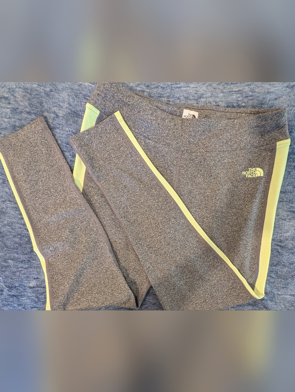 The North Face Large Heather Gray Leggings with Lime Accents - Picture 2 of 5